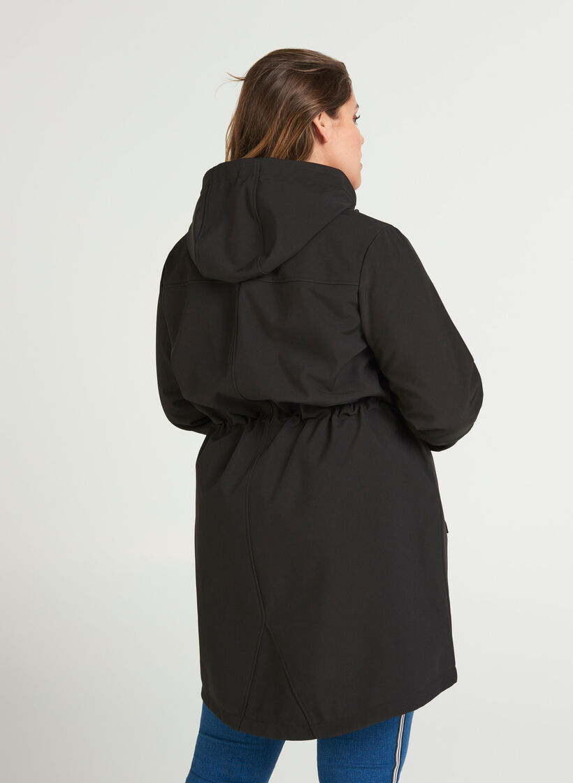 Kurtka softshell z kapturem, Black solid, Model image number 1