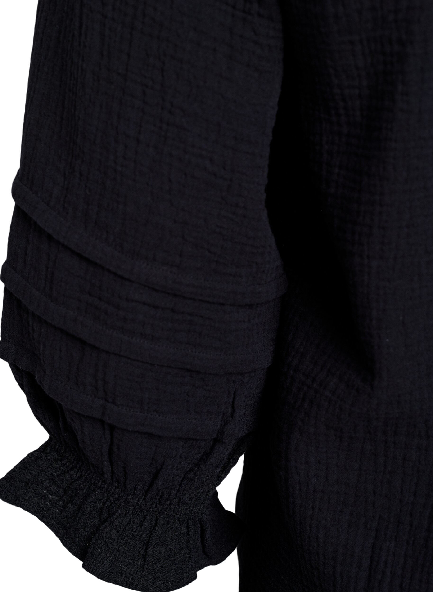Zizzi Bawelniana muslinowa bluzka z rekawem 3/4, Black, Packshot image number 3