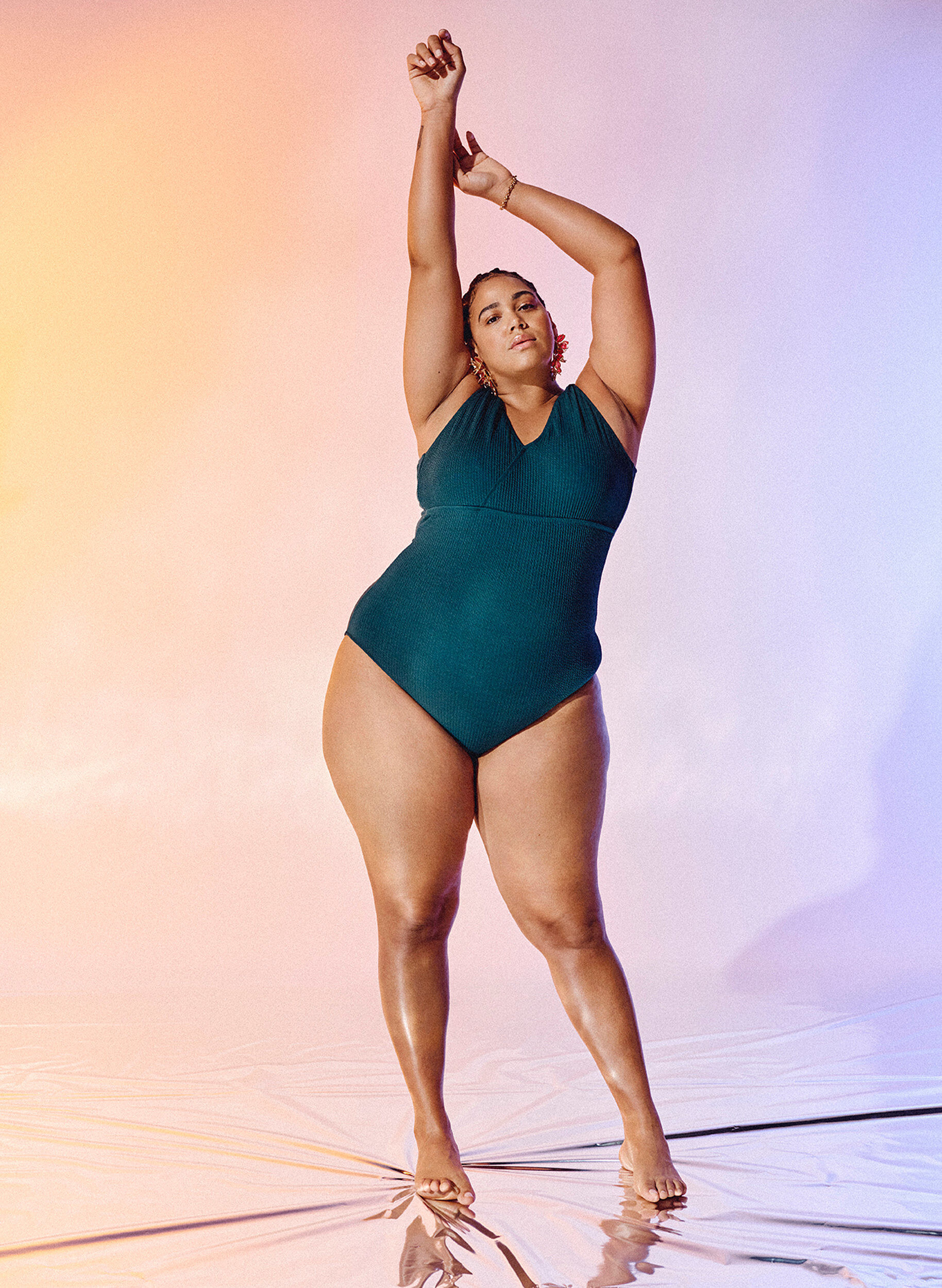 Zizzi Str&oacute;j kapielowy o fakturze krepy i efekcie zawijania, Dark Sea, Image image number 0