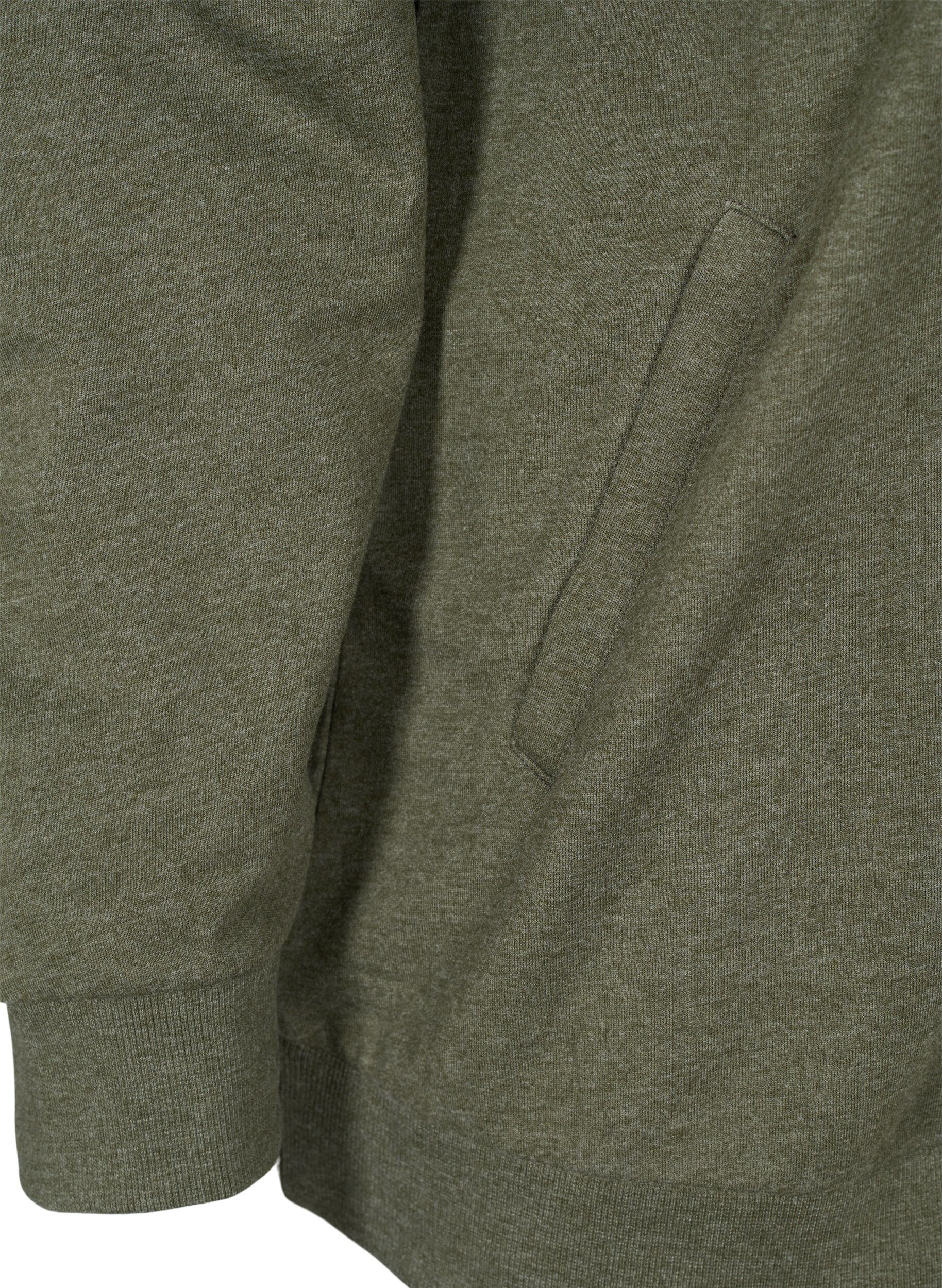 Zizzi Sweater cardigan with a zip and hood, Forest Night, Packshot image number 3