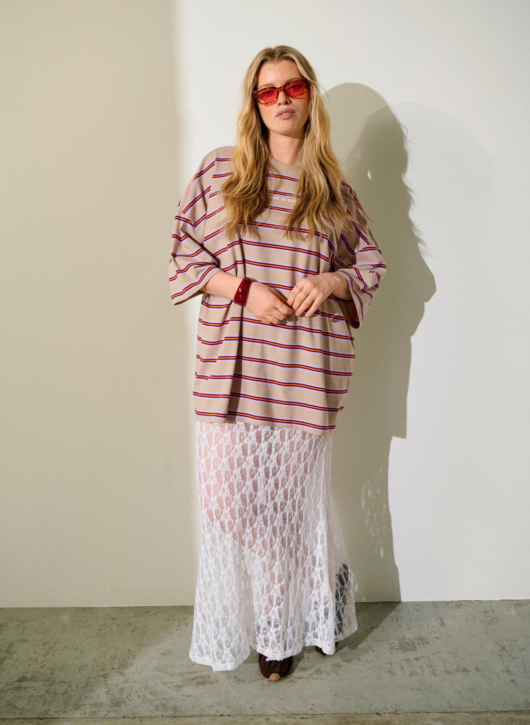 Zizzi Dluga, przezroczysta sp&oacute;dnica koronkowa, Biały, Image image number 0