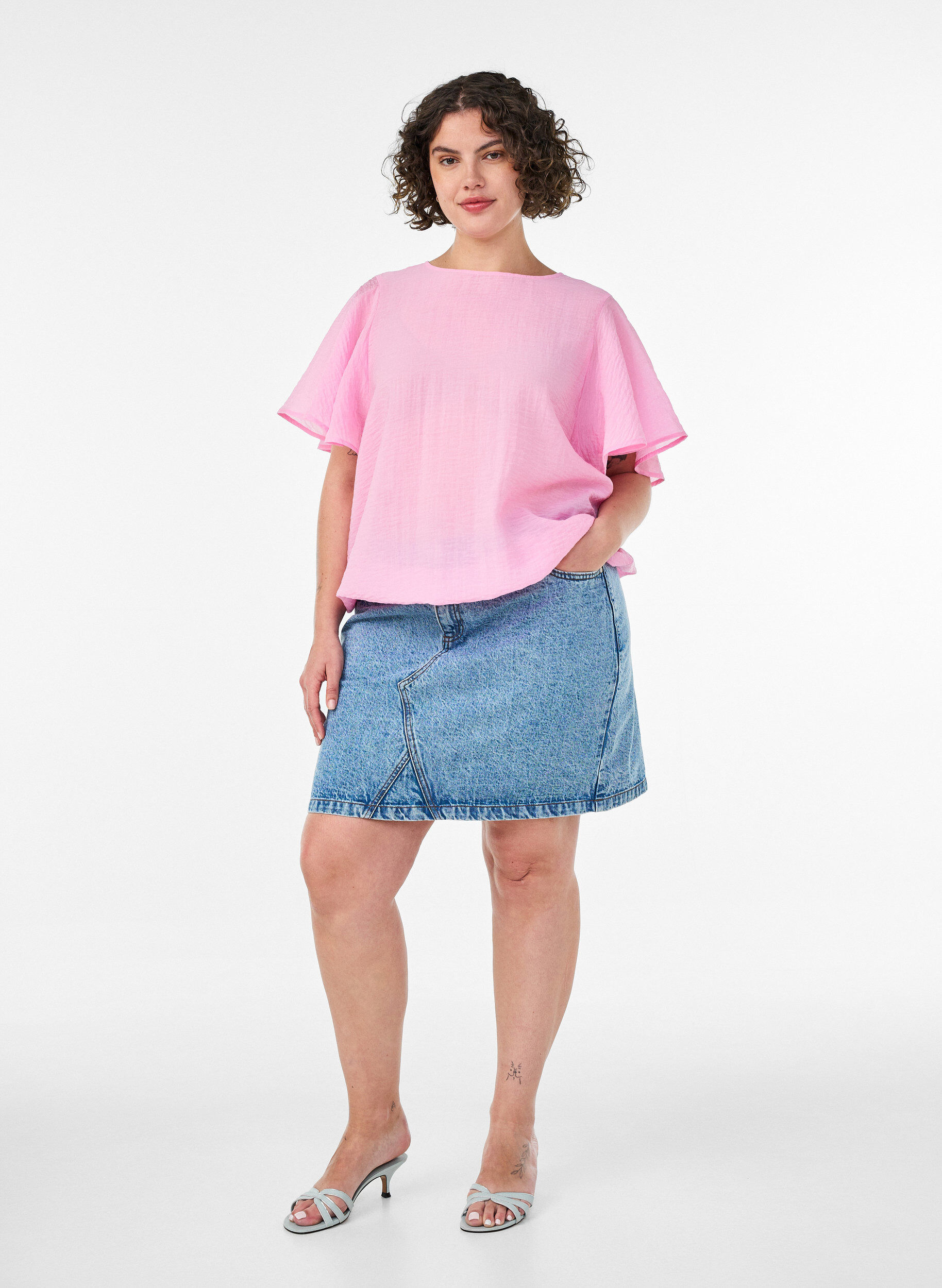 ZizziBluzka w ksztalcie balonu z rekawami w ksztalcie skrzydel, R&oacute;żowy, Model image number 1