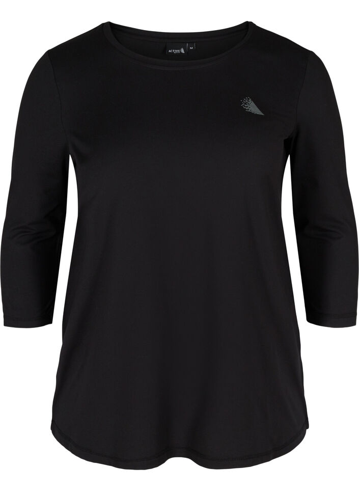 Sportowy top z rekawami 3/4, Czarne, Packshot image number 0