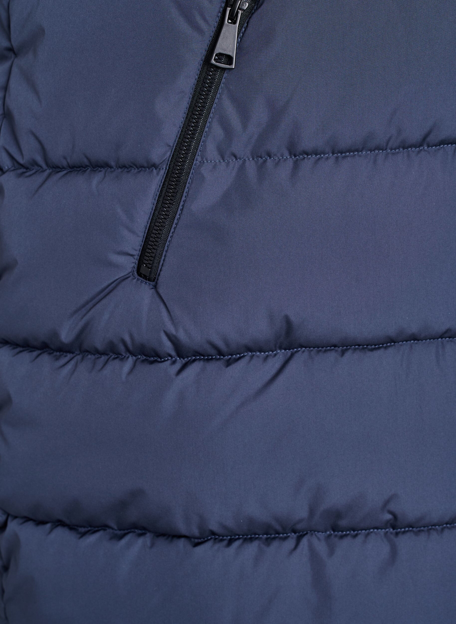 ZizziDluga kamizelka z kapturem i kieszeniami, Niebieskie, Packshot image number 3