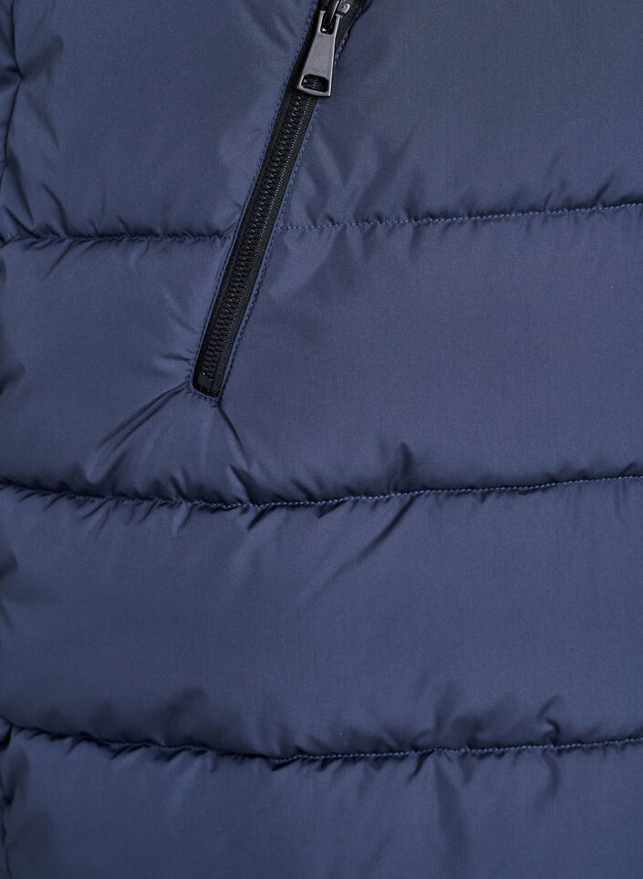 Dluga kamizelka z kapturem i kieszeniami, Niebieskie, Packshot image number 3