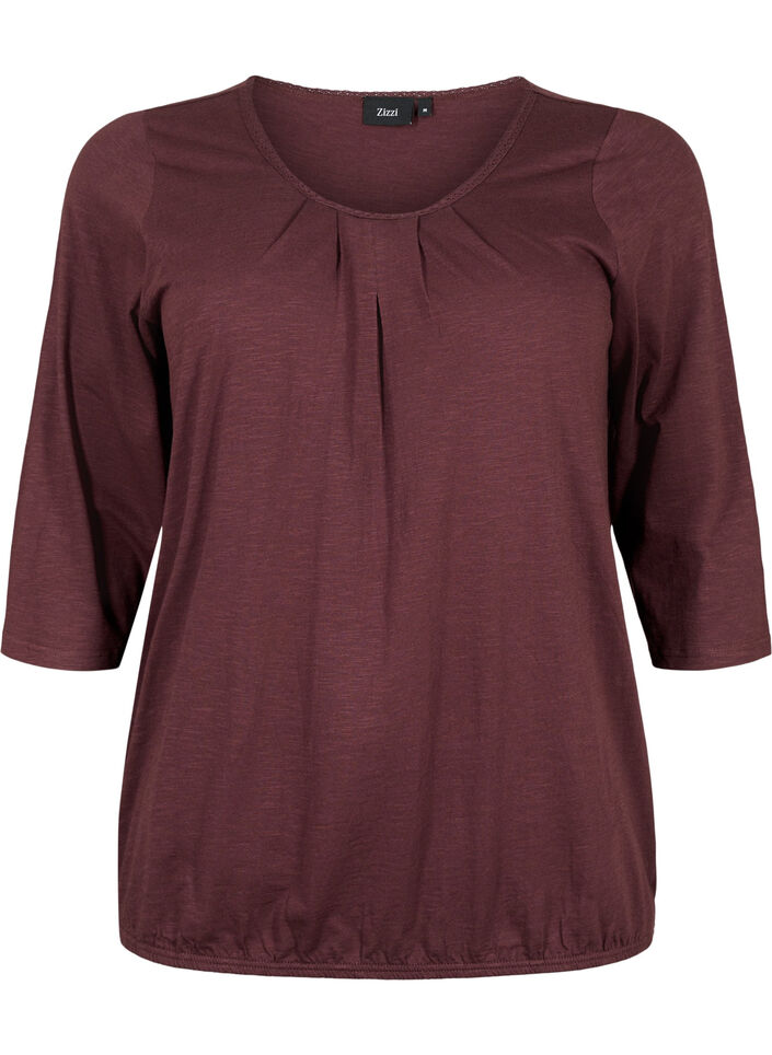 Bawelniana bluzka z rekawem 3/4, Fudge, Packshot image number 0