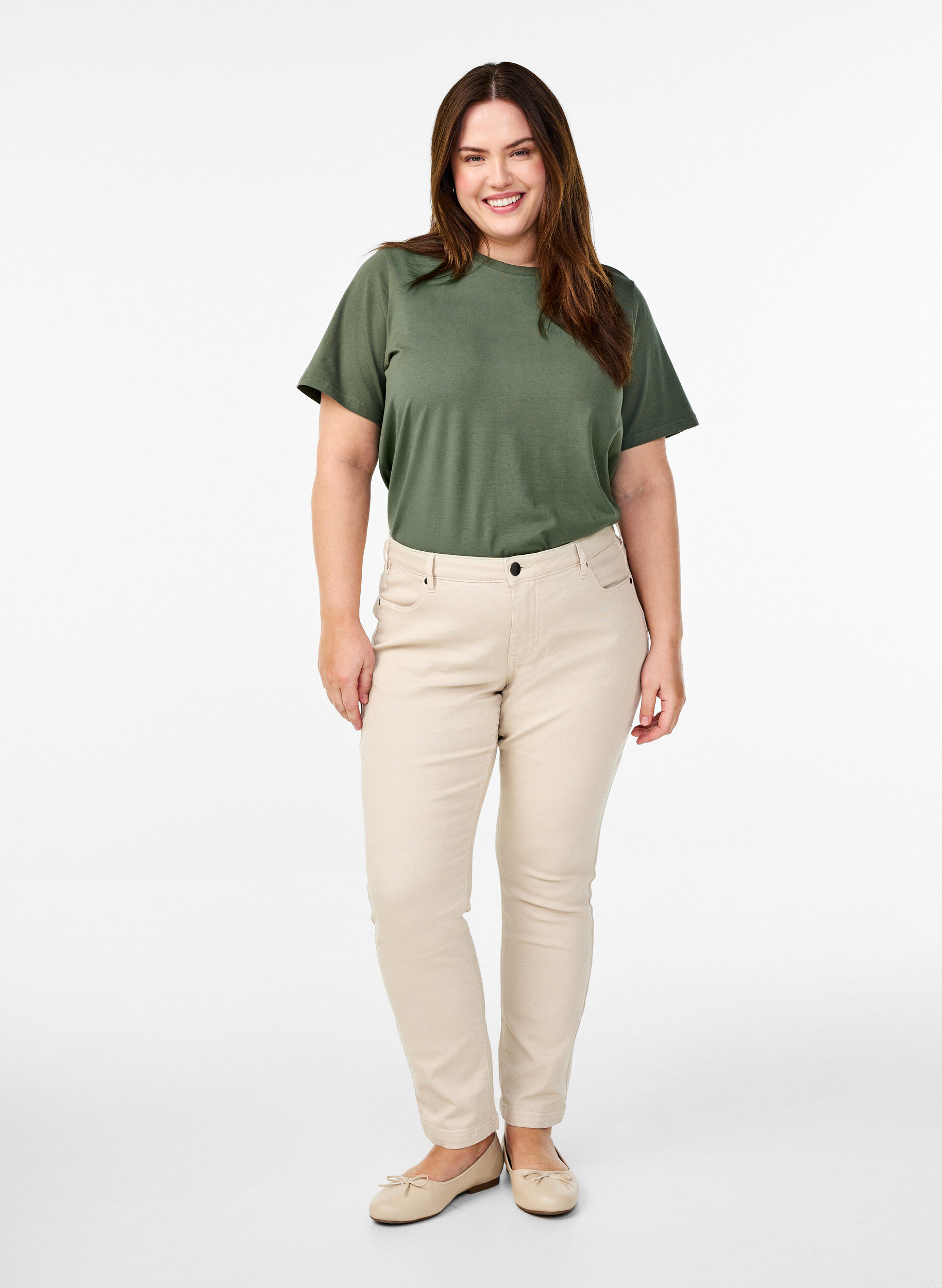 Zizzi Koszulka z bawelny organicznej z okraglym dekoltem, Thyme, Model image number 2