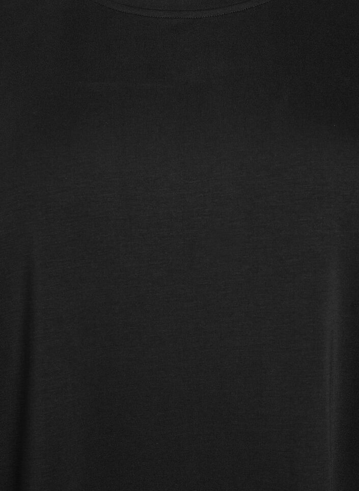 Sukienka-koszulka z dzianiny z warstwa koronki, Czarne, Packshot image number 2