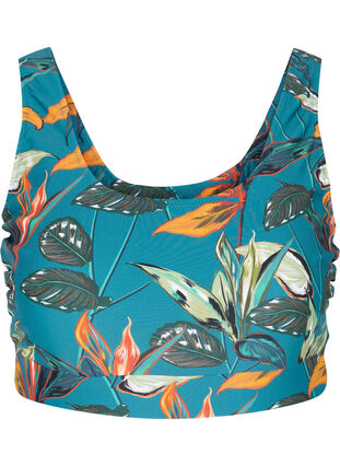 Góra od bikini z okraglym dekoltem, Leaf Print, Packshot image number 0