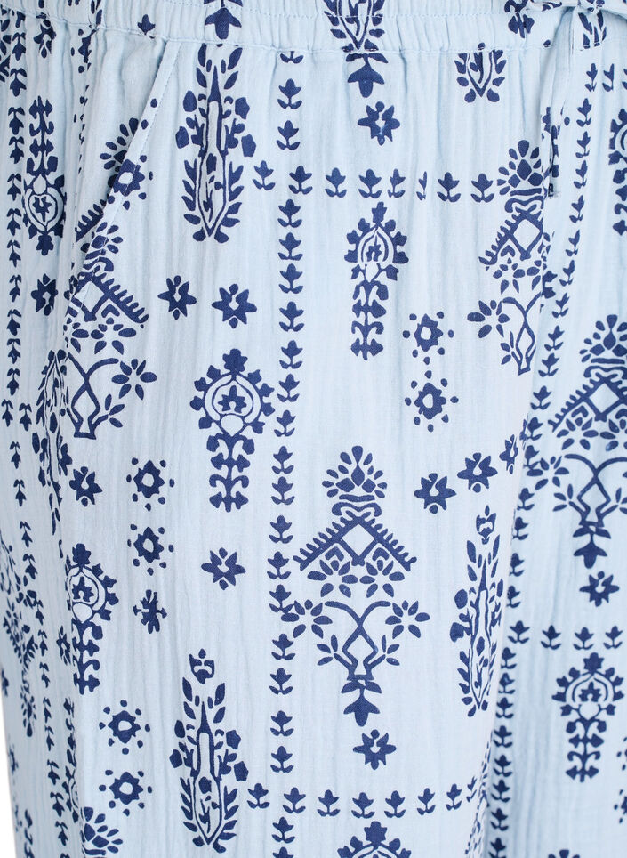 Luzne spodnie w kropki z bawelnianego muslinu, Niebieskie, Packshot image number 2