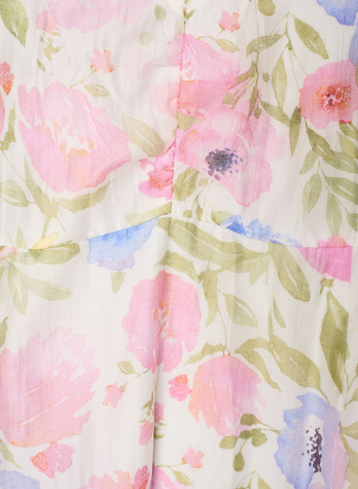 Kwiatowa sukienka w stylu empire z szerokim dekoltem w ksztalcie litery V, Biały, Packshot