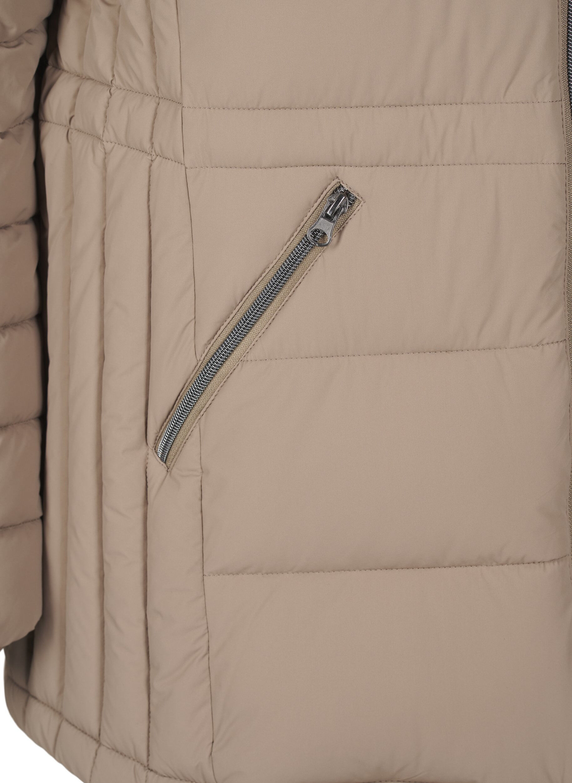 Zizzi Kr&oacute;tka kurtka puchowa z kieszeniami, Beżowy, Packshot image number 3