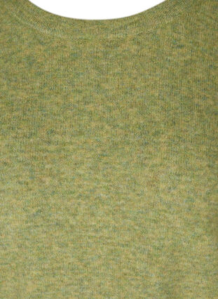 Melanzowy sweter z dzianiny z bufiastymi rekawami, Green Olive Mel., Packshot image number 2