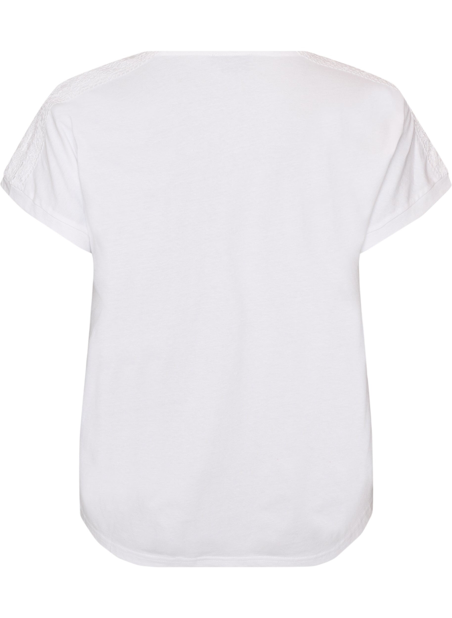 ZizziBawelniany T-shirt z szydelkowym detalem, Biały, Packshot image number 1