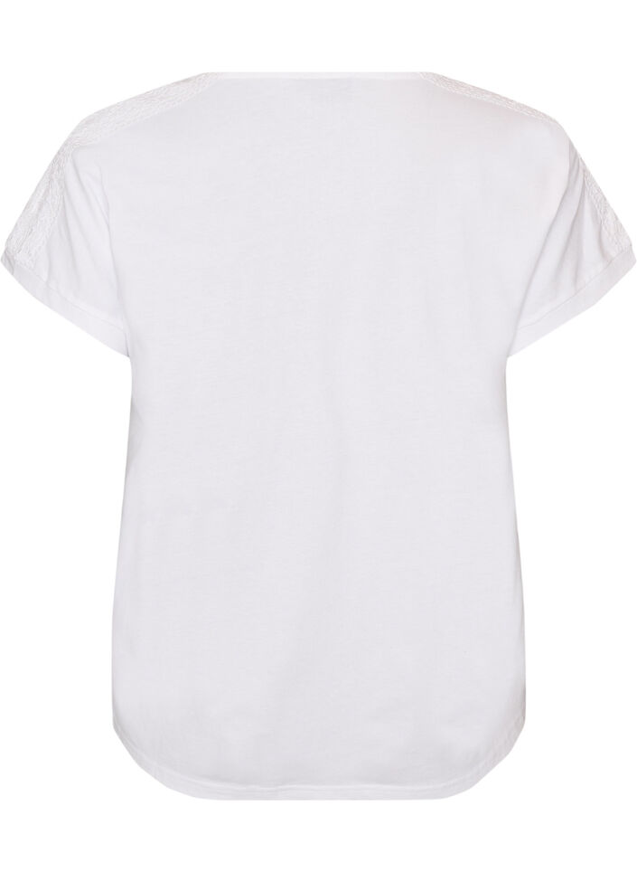 Bawelniany T-shirt z szydelkowym detalem, Biały, Packshot image number 1