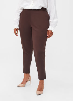 Spodnie nad kostke z kieszeniami, Coffee Bean, Model image number 2
