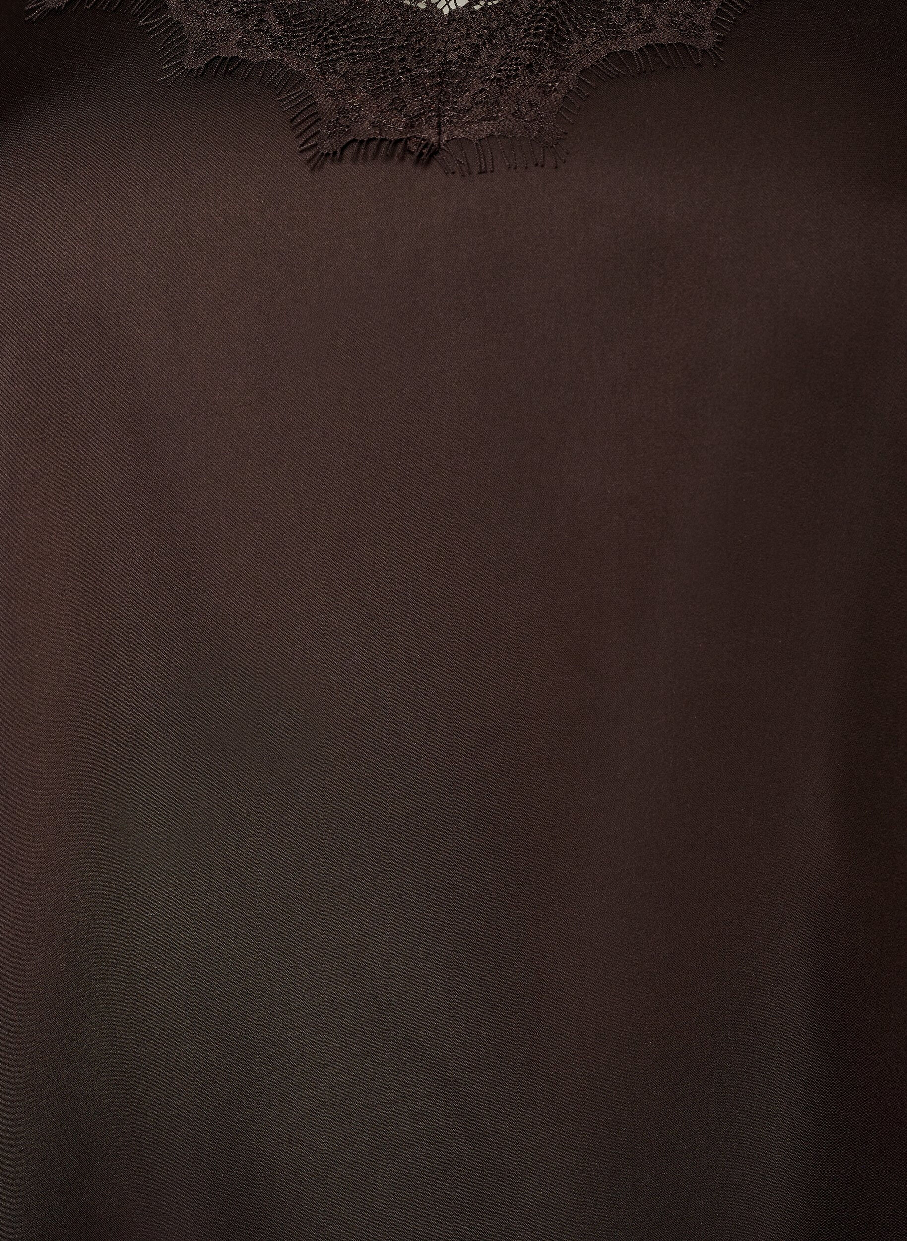 Zizzi Bluzka satynowa z koronkowym wykonczeniem i asymetrycznym dolem, Brązowy, Packshot image number 2