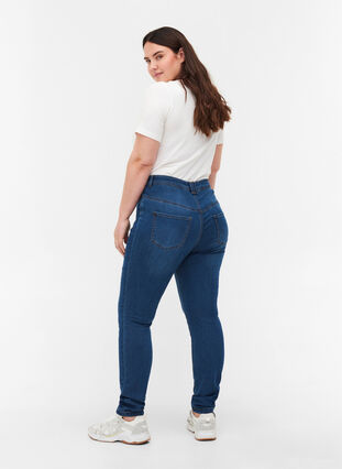 Mocno dopasowane jeansy Amy z wysokim stanem, Blue d. washed, Model image number 2