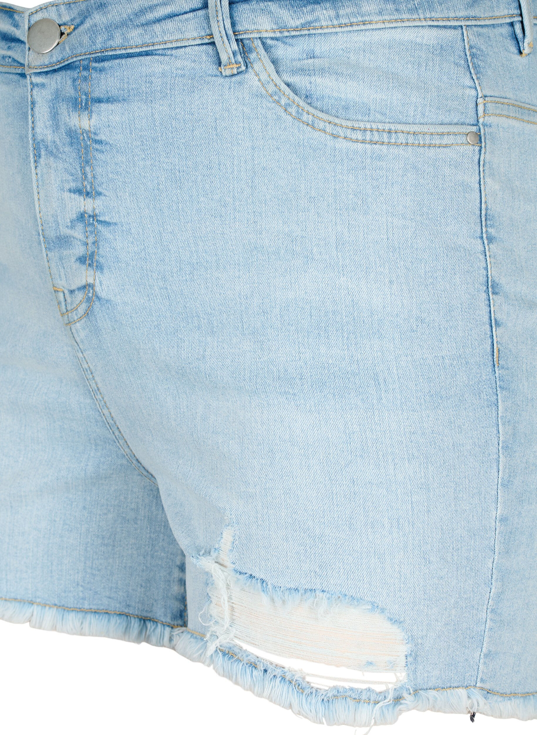 Zizzi Szorty jeansowe z wytwornymi detalami, Light Blue Denim, Packshot image number 2
