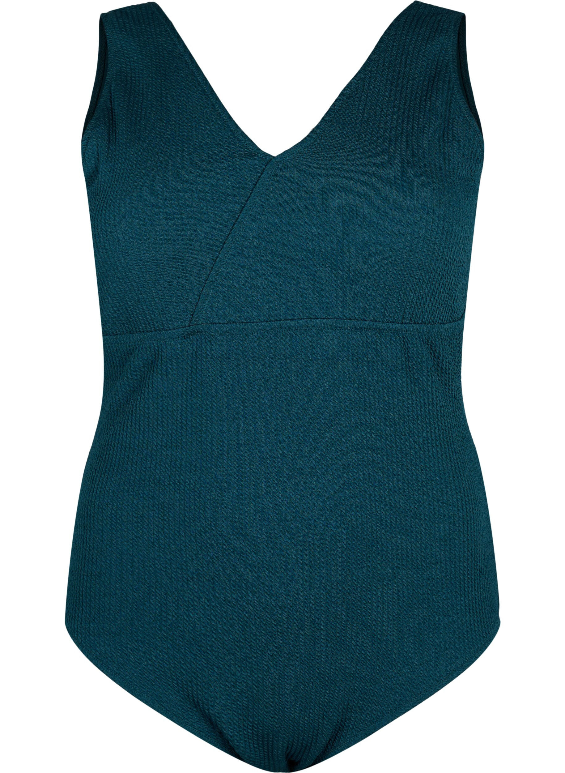 Zizzi Str&oacute;j kapielowy o fakturze krepy i efekcie zawijania, Dark Sea, Packshot image number 0