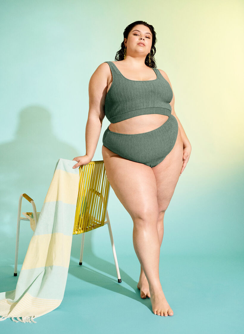 Figi damskie od bikini z krepa, Zielony, Image image number 0