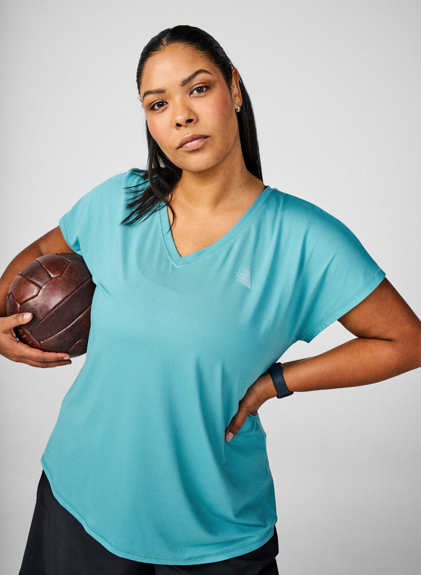 Luzna koszulka treningowa z dekoltem w szpic, Zielony, Image image number 0