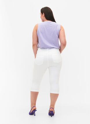 Amy capri jeans z wysokim stanem i bardzo dopasowanym krojem, Bright White, Model image number 1