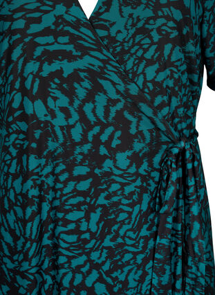 Kopertowa sukienka midi z nadrukiem, Black Green AOP, Packshot image number 2