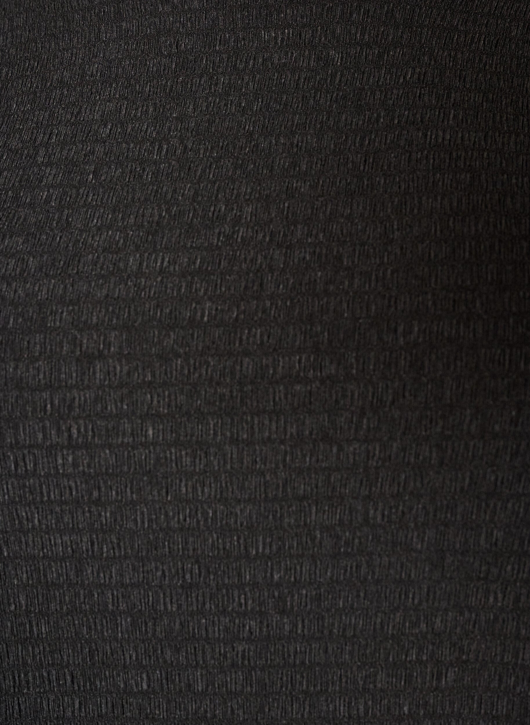ZizziStrukturalna bluzka z falistymi brzegami, Czarne, Packshot image number 2