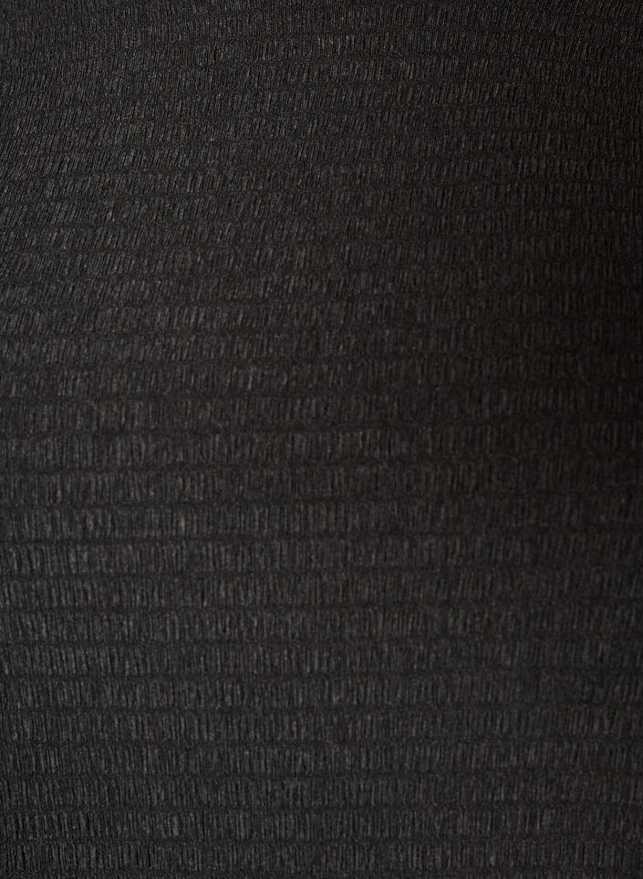 Strukturalna bluzka z falistymi brzegami, Czarne, Packshot image number 2