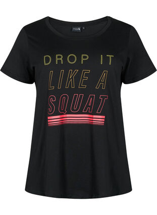 Sportowa koszulka z nadrukiem, Black w. Drop It, Packshot image number 0