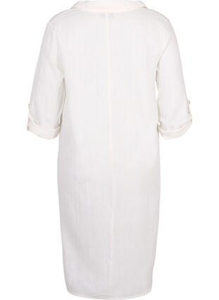 Sukienka z dekoltem w szpic i kolnierzem, White, Packshot image number 1