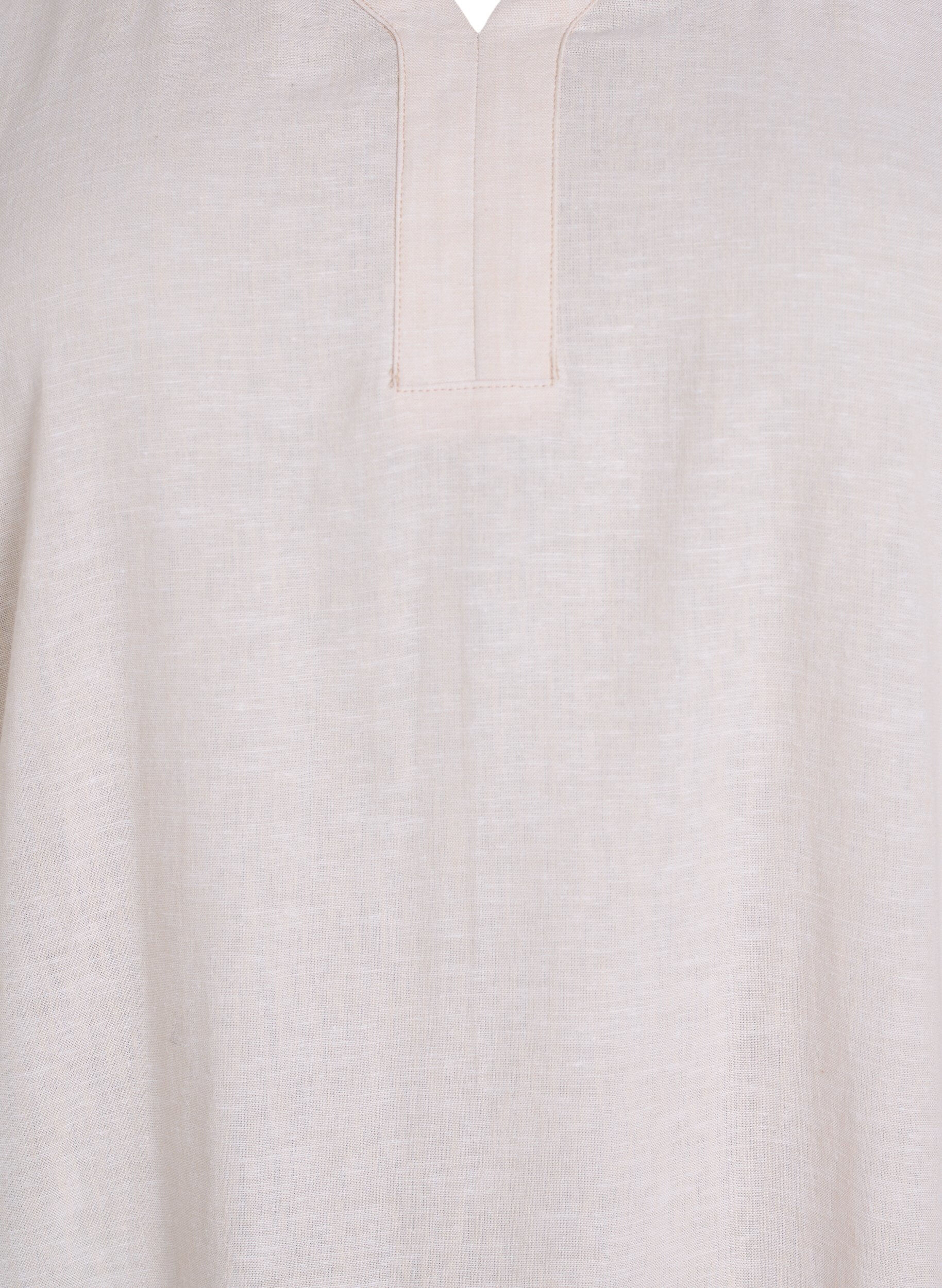 Zizzi Sukienka midi z lnu i wiskozy z kr&oacute;tkim rekawem, Beżowy, Packshot image number 2