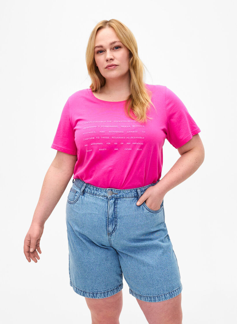 Szorty jeansowe z wysokim stanem, Light Blue Denim, Model image number 0