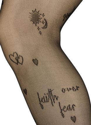 Rajstopy z tatuazem o gestosci 25 DEN, Black, Packshot image number 1