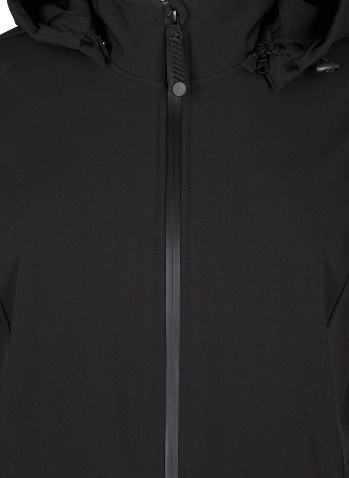 Kurtka softshell z odpinanym kapturem, Czarne, Packshot image number 2