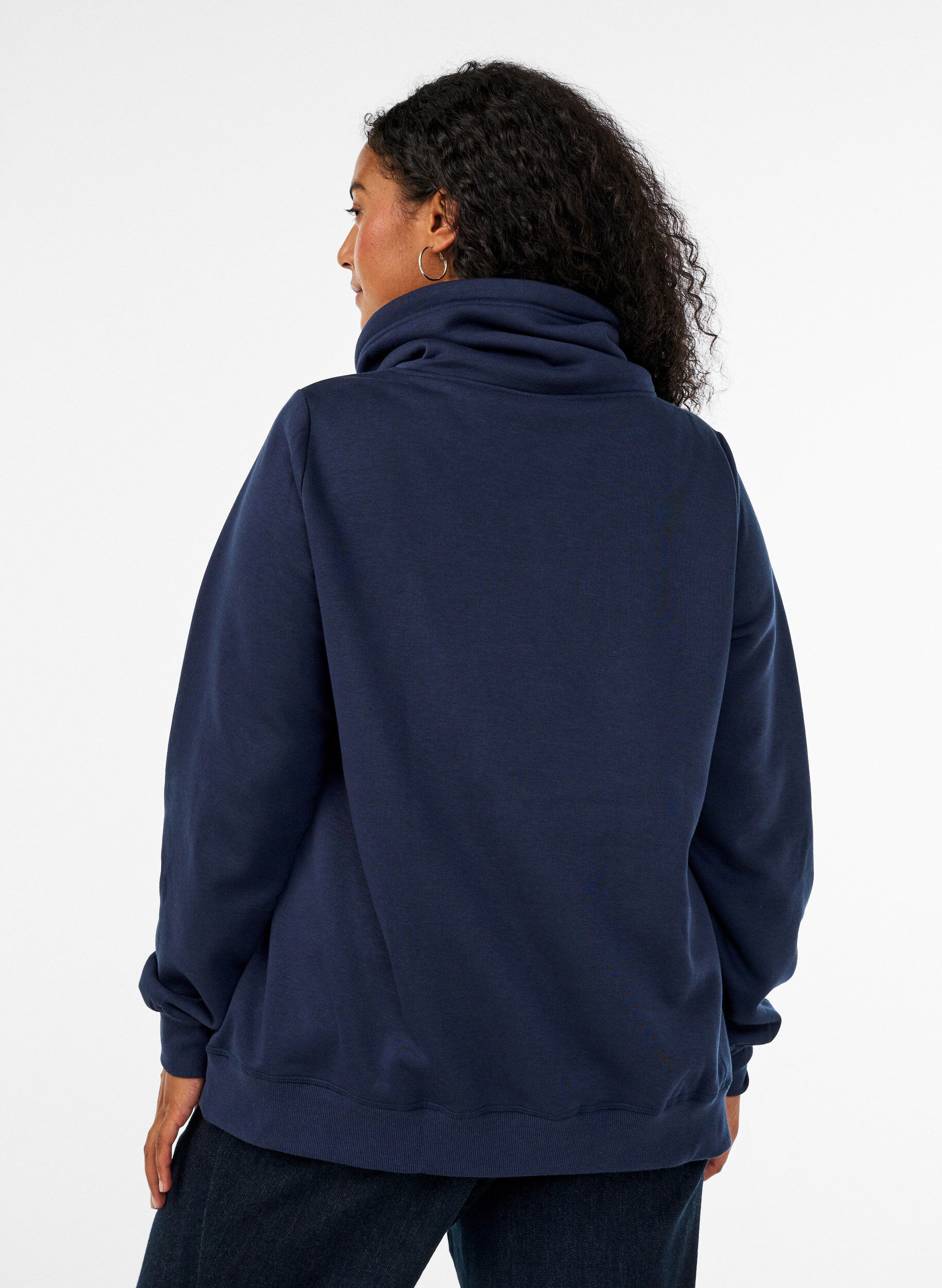 ZizziBluza z wysokim kolnierzem i kieszeniami, Niebieskie, Model image number 2