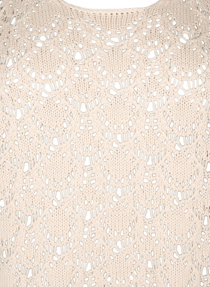 Dzianinowa bluzka z kr&oacute;tkimi, nietoperzowymi rekawami, Beżowy, Packshot image number 2