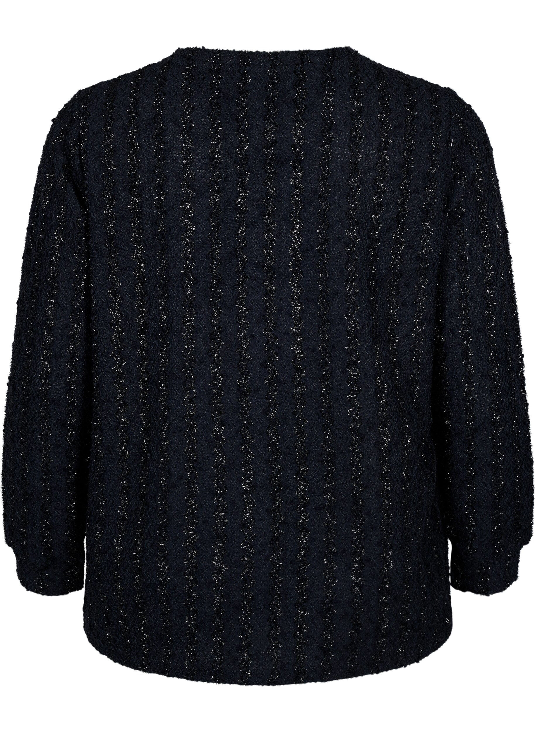 Zizzi Bluzka z polyskujaca struktura, Czarne, Packshot image number 1