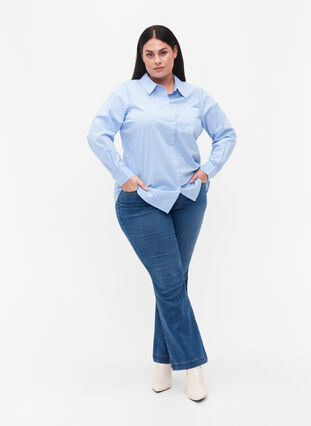Koszula z mieszanki bawelny, Blue w. White Stripe, Model image number 2