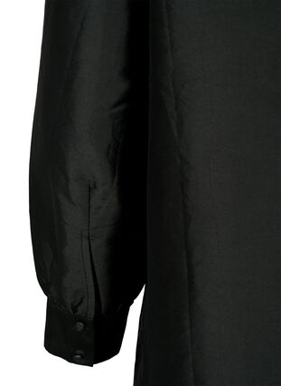 Koszula w jednolitym kolorze z falbanami, Black, Packshot image number 3