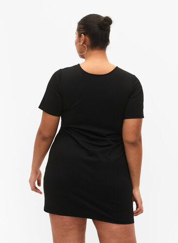 Dwustronna sukienka ze sznurkami, Black, Model image number 1