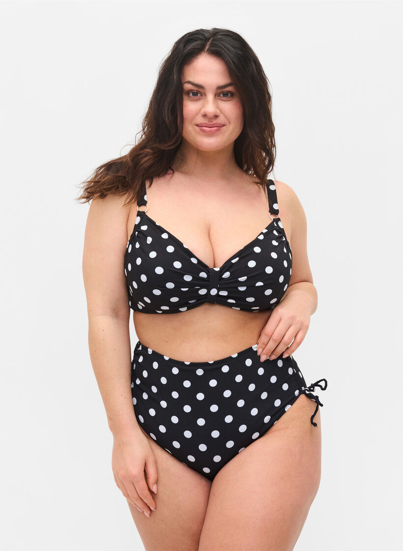 Doly bikini z nadrukiem i wysokim stanem, Dotted Print, Model image number 0