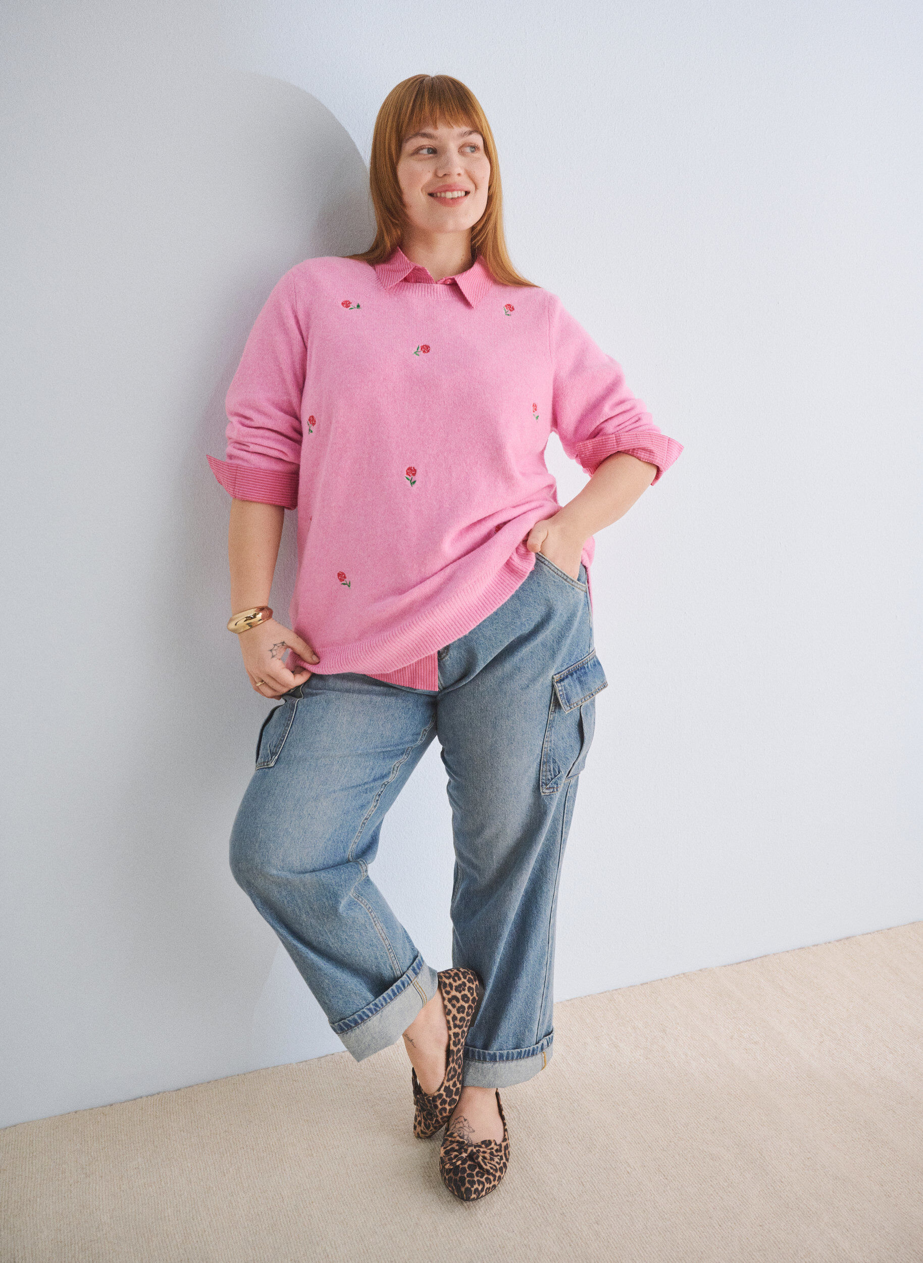 Zizzi Luzne jeansy z kieszeniami cargo, Light blue, Image image number 0