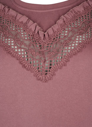Bluza z falbanami i szydelkowymi detalami, Rose Brown, Packshot image number 2