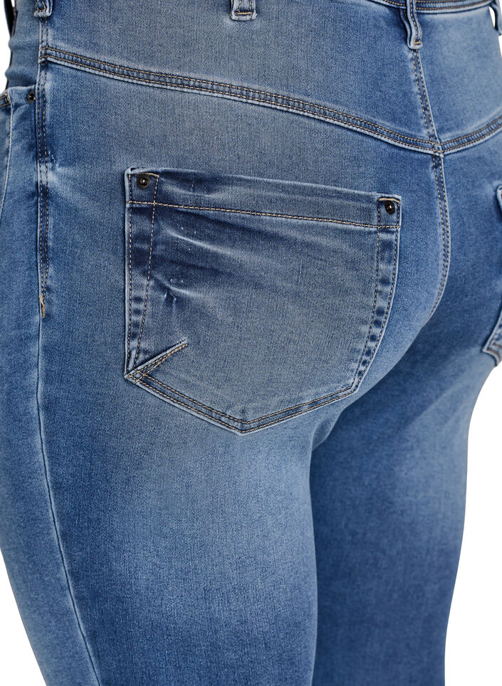 Skr&oacute;cone jeansy Amy z ozdobnym zamkiem blyskawicznym, Niebieskie, Packshot image number 3
