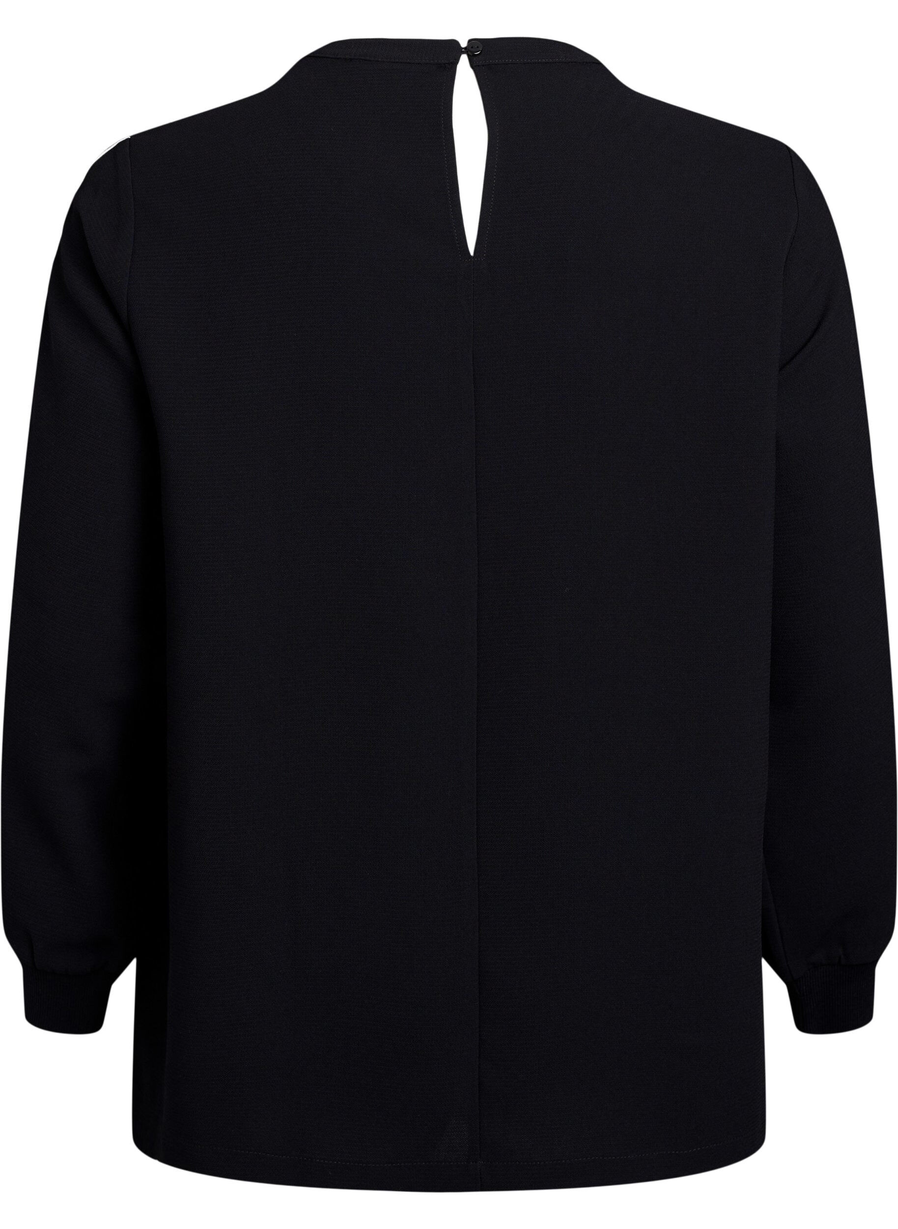 Zizzi Bluzka z paseczkami na rekawach, Czarne, Packshot image number 1