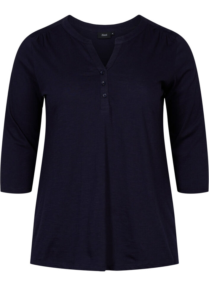 Bawelniany top z rekawami 3/4, Night Sky, Packshot image number 0