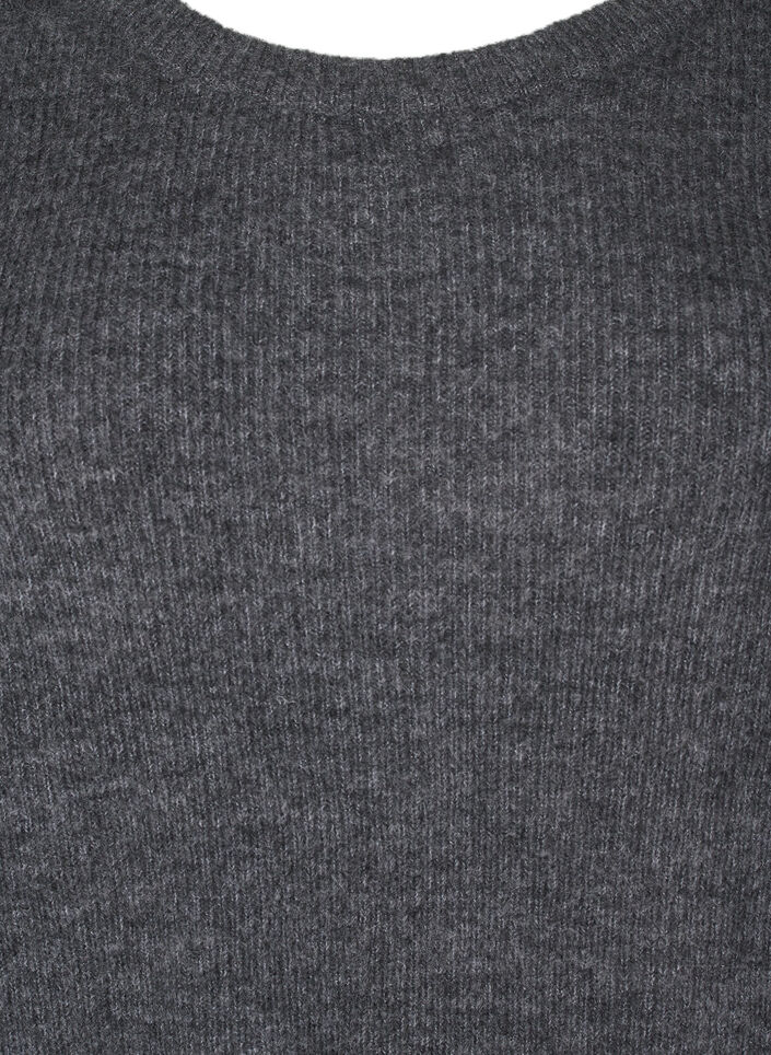 Melanzowy sweter z okraglym dekoltem, Dark Grey Black Mel., Packshot image number 2