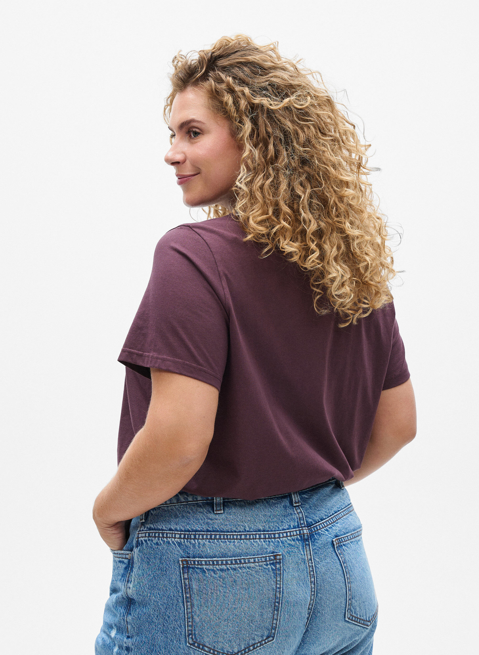 Zizzi Koszulka bawelniana z nadrukiem z przodu, Ciemnobordowy, Model image number 2